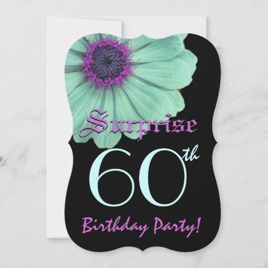 SURPRISE 60th Birthday Sjabloon Green Paars Daisy Kaart (Voorkant)
