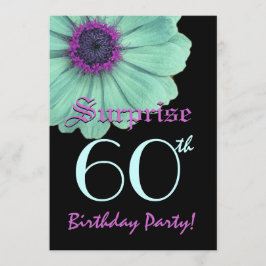 SURPRISE 60th Birthday Sjabloon Green Paars Daisy Kaart