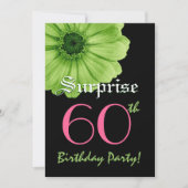 SURPRISE 60th Birthday Sjabloon Lime Green Daisy Kaart (Voorkant)