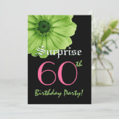 SURPRISE 60th Birthday Sjabloon Lime Green Daisy Kaart (Staand voorkant)