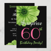 SURPRISE 60th Birthday Sjabloon Lime Green Daisy Kaart (Voorkant / Achterkant)