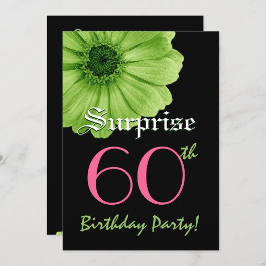 SURPRISE 60th Birthday Sjabloon Lime Green Daisy Kaart (Voorkant / Achterkant)
