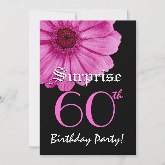 SURPRISE 60th Birthday Sjabloon Pink Daisy Kaart (Voorkant)