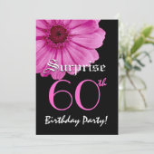 SURPRISE 60th Birthday Sjabloon Pink Daisy Kaart (Staand voorkant)
