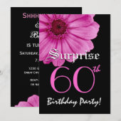 SURPRISE 60th Birthday Sjabloon Pink Daisy Kaart (Voorkant / Achterkant)