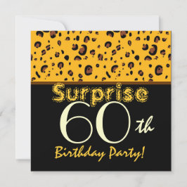 SURPRISE 60th Birthday Trendy Gold Black Leopard Kaart