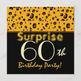 SURPRISE 60th Birthday Trendy Gold Black Leopard Kaart