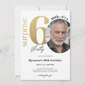 Surprise 60th Gold Birthday Invitation met foto Kaart (Voorkant)