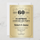 Surprise 60th Jubileum Party - Gouden Zwart Kaart (Voorkant)