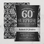Surprise 60th Jubileum Party - Zilver Kaart (Voorkant / Achterkant)