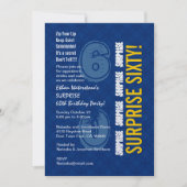 SURPRISE 60th Modern Birthday Blue and Gold V003 Kaart (Voorkant)