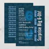 SURPRISE 60th Modern Birthday Blue Stars and White Kaart (Voorkant / Achterkant)