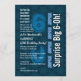 SURPRISE 60th Modern Birthday Blue Stars and White Kaart