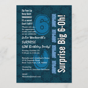 SURPRISE 60th Modern Birthday Blue Stars and White Kaart