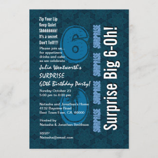 SURPRISE 60th Modern Birthday Blue Stars and White Kaart