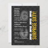 SURPRISE 60th Modern Birthday Charcoal Gold W206 Kaart (Voorkant)