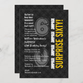 SURPRISE 60th Modern Birthday Charcoal Gold W206 Kaart (Voorkant / Achterkant)