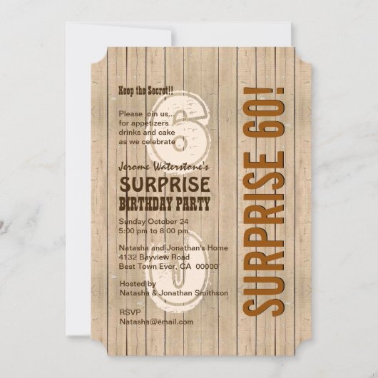 SURPRISE 60th Modern Birthday Distress Wood A06 Kaart (Voorkant)