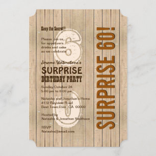 SURPRISE 60th Modern Birthday Distress Wood A06 Kaart