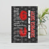 SURPRISE 60th Modern Birthday Red Black Circles Kaart (Staand voorkant)