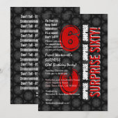 SURPRISE 60th Modern Birthday Red Black Circles Kaart (Voorkant / Achterkant)