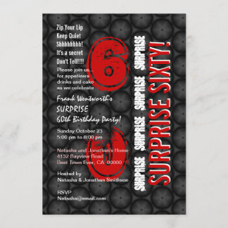 SURPRISE 60th Modern Birthday Red Black Circles Kaart