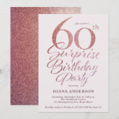 Surprise 60th Verjaardagsfeest Roos Gold Kaart (Voorkant / Achterkant)