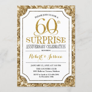 Surprise 60th Wedding Jubileum - White Gold Kaart