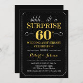 Surprise 60th Wedding Jubileum - Zwart Goud Kaart (Voorkant / Achterkant)