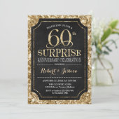 Surprise 60th Wedding Jubileum - Zwart Goud Kaart (Staand voorkant)