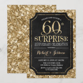 Surprise 60th Wedding Jubileum - Zwart Goud Kaart (Voorkant / Achterkant)