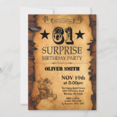 Surprise 61st Westerne Birthday Invitation Kaart (Voorkant)