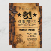 Surprise 61st Westerne Birthday Invitation Kaart (Voorkant / Achterkant)