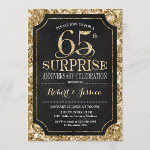 Surprise 65th Wedding Jubileum - Black Gold Kaart