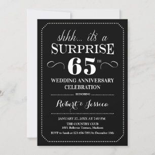 Surprise 65th Wedding Jubileum - Black White Kaart