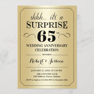 Surprise 65th Wedding Jubileum - Gold Black Kaart