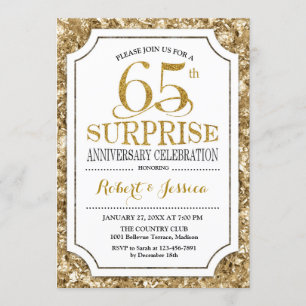 Surprise 65th Wedding Jubileum - White Gold Kaart
