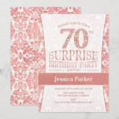 Surprise 70e verjaardagsfeestje - Roos Gold White Kaart (Voorkant / Achterkant)