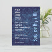 SURPRISE 70th Birthday Blue Damask White W1467 Kaart (Staand voorkant)