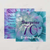 SURPRISE 70th Birthday Blue en Paarse Dahlia W077 Kaart (Voorkant / Achterkant)