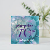 SURPRISE 70th Birthday Blue en Paarse Dahlia W077 Kaart (Staand voorkant)