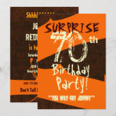 SURPRISE 70th Birthday Brown Ivory Oranje C734 Kaart (Voorkant / Achterkant)