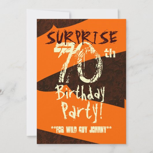 SURPRISE 70th Birthday Brown Ivory Oranje C734 Kaart (Voorkant)