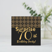 SURPRISE 70th Birthday Gold en Black  Kaart (Staand voorkant)