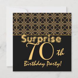 SURPRISE 70th Birthday Gold en Black  Kaart