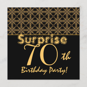 SURPRISE 70th Birthday Gold en Black  Kaart