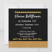 SURPRISE 70th Birthday Gold en Black V005 Kaart (Achterkant)