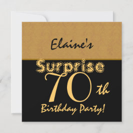 SURPRISE 70th Birthday Gold en Black V005 Kaart