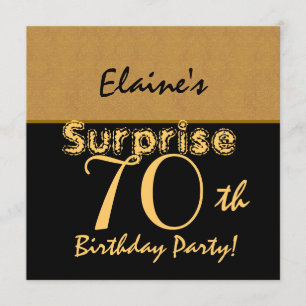 SURPRISE 70th Birthday Gold en Black V005 Kaart