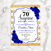 Surprise 70th Birthday - Gold White Royal Blue Kaart